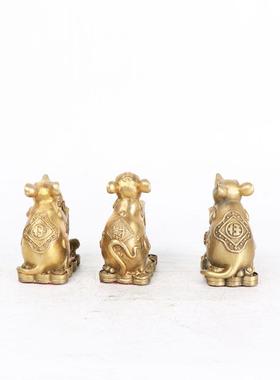 肖0117铜玉米进宝鼠福禄鼠老鼠生鼠鼠工艺铜品办公室摆件