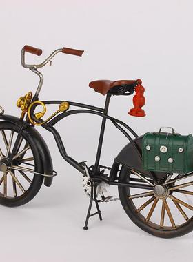 复古手ZXC23样工铁皮自行车摄模型橱板窗房摆件影汽车小货车道具