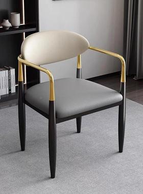 简约现感轻奢酒主人椅超纤皮店餐椅家81xs4u0C用茶台碳素代钢洽J谈椅&