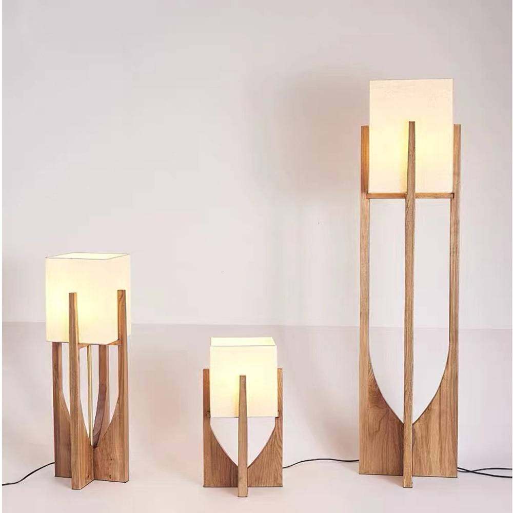 新中式实木灯饰落地灯酒店民宿卧室客厅沙发床边禅意实木立式台灯