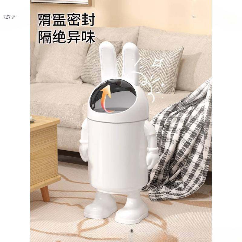 垃圾桶家用新款客厅高颜值可爱卡通厕所带盖卧室创意纸篓