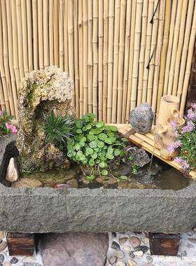 老石日造流景石鱼缸庭院水摆P6144251件循式环水花园装饰阳台鱼池