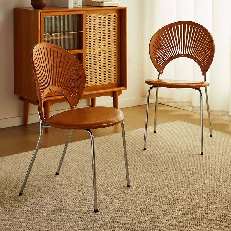 世椅鋆1贝壳餐椅实木餐桌式椅子贝壳椅家用简约法椅中古实木椅靠