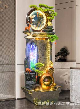 中式假山ZUQ流店水喷泉招财鱼缸装摆件客厅阳台落地电酒视柜旁饰