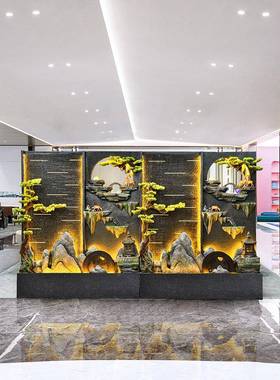 水幕墙流泉屏水风公司庭院客厅风水轮假喷山TM683230水景落地装景