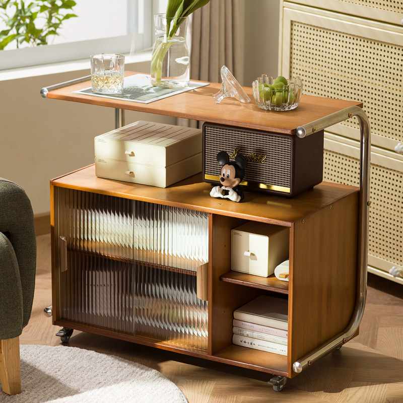 可移动沙发边几边柜中古风玻璃门床头侧边柜小茶几小推车简约现代,住宅家具,移动边几/推车,淘宝优惠券,粉丝福利购,淘宝优惠卷
