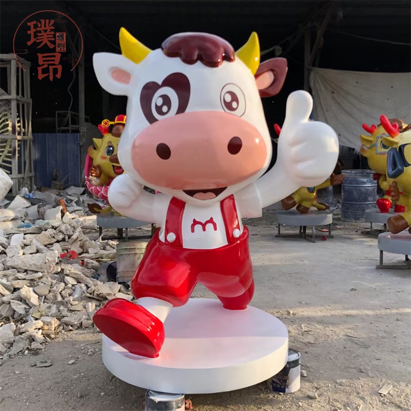 牛排店人气雕塑牛肉面火锅店餐厅饭店卡通牛定制迎宾羊公仔摆件
