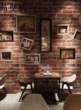 泥砖墙纸仿砖灰砖方砖背景墙灰色仿砖块水泥混凝土水泥铆不带胶水