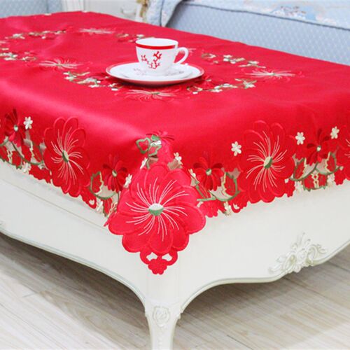 欧式茶几布 刺绣红l色布艺盖布 客厅餐桌布 喜庆婚庆长方形饭桌布