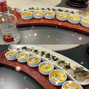 酒店纯白色餐盘1米超大号带鱼盘配底座带碗私房菜专用盘简约中式