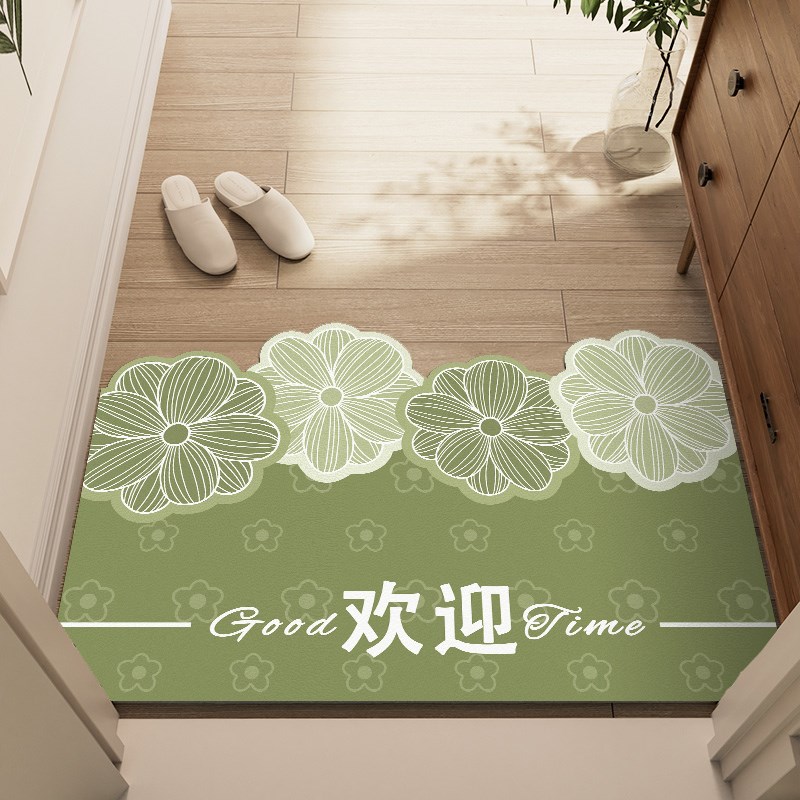 春日小花入户门地垫进门门口脚垫PVC可擦免洗防滑进门皮革地毯