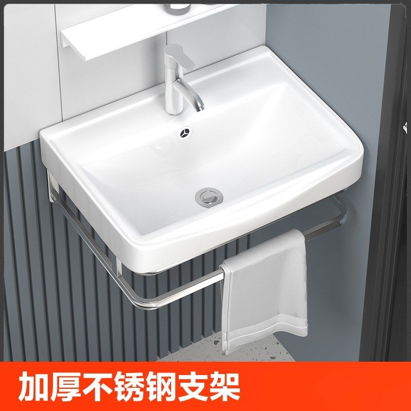 陶瓷洗手盆柜组合小户型洗脸v单盆卫生间洗漱台挂墙阳台洗脸池三图片