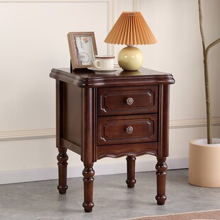 现代美式实木床头柜简约欧式小z型卧室家用黑色床边收纳柜子整装