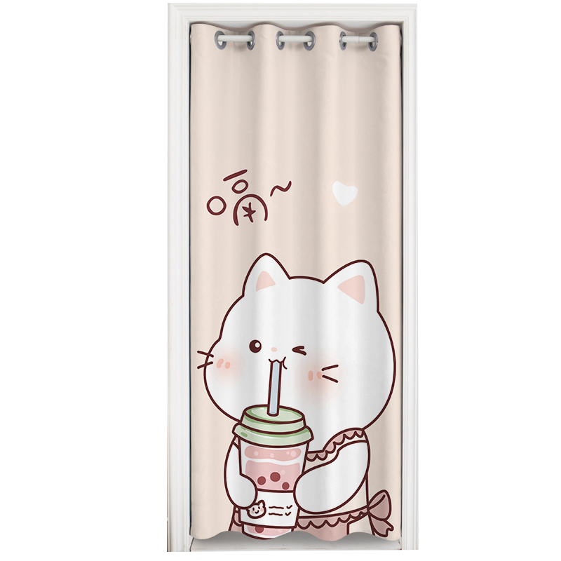 奶茶兔卡通空调帘免打孔家用门帘儿童房卧室遮光短帘试衣间隔断帘