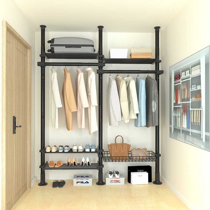 顶天立地晾衣架卧室落地置衣架家用衣帽间挂衣架免打孔伸缩衣柜