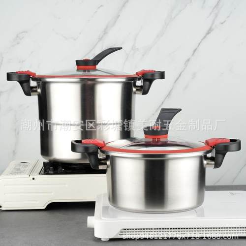 新款304不锈钢微压锅多功能锅3.5L5L用大量烧容锅复闷底炖家蒸煮