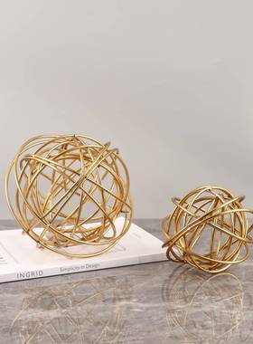 1808现代简金属花球艺术装饰约柜摆件客厅卧室玄关麻酒店电视家居