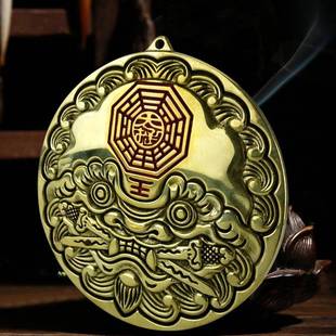 铜卧八卦镜头牌虎咬海虎神门贴铜镜挂件狮咬剑门对门室家居剑铜海