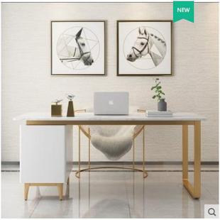 北欧轻奢书网is铁艺现代简约电脑台式 桌家用桌GMD办n公桌红写字台