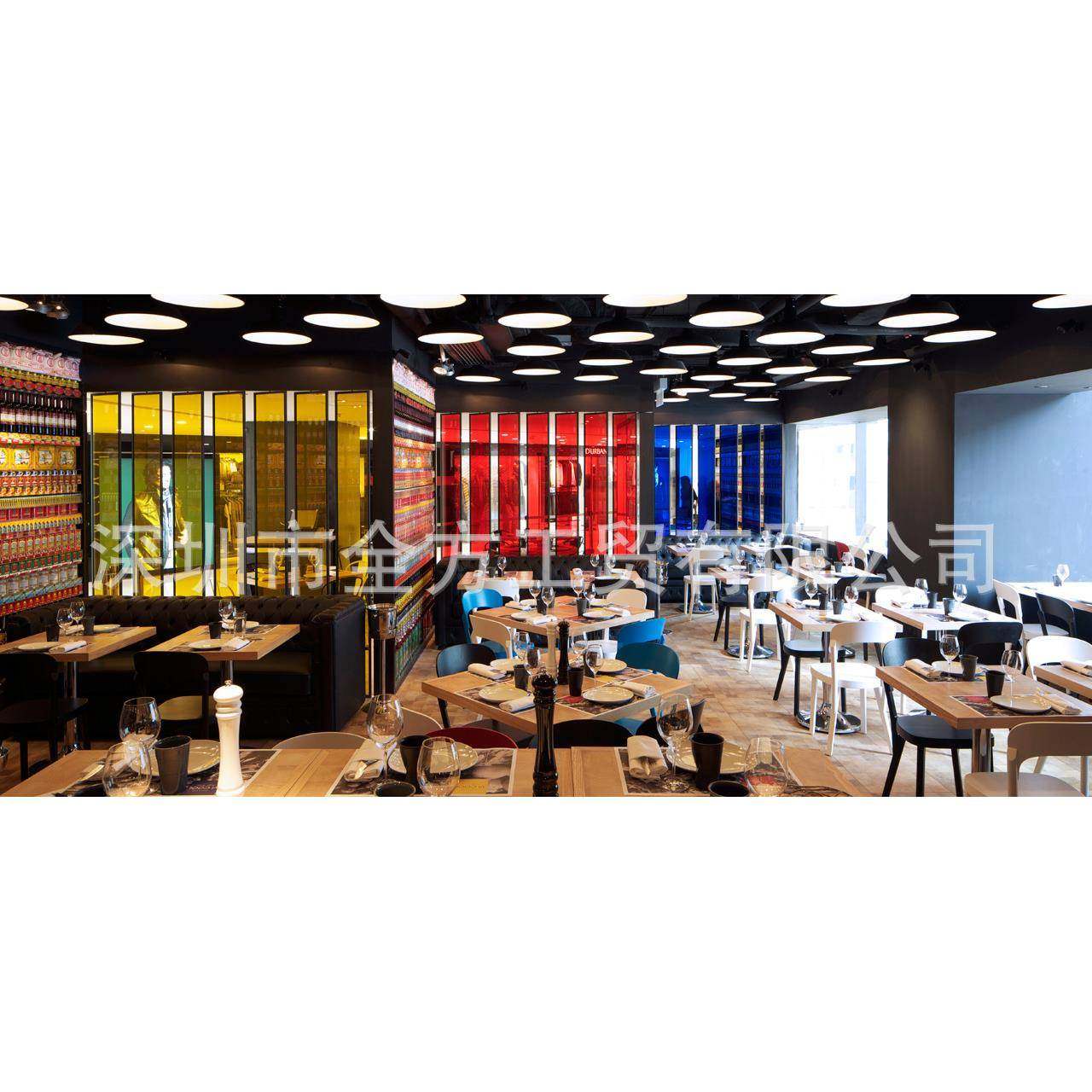 实西餐厅成套桌椅可做富木美家火板木板桌拼防接实椅木彩色可QF-B