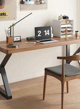 书房拐角转角桌办公脑桌铁艺实木sz244300电洽工作台谈长方形书墙