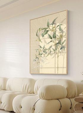 北欧画风格玄关装饰竖画现代约光影绿植客厅简沙发背景VEY墙壁版