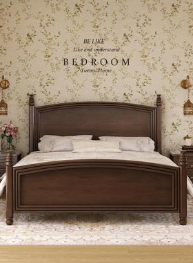 美风乡村美式实现简代简约1.M9166浅8床M双木人床复古法式床轻奢