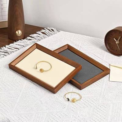 实木胡桃布木超纤绒多用内斜空盘UCN货盘珠宝首饰陈色列展示看收