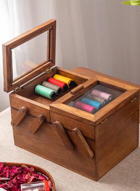 泰式复古桌收厅纳盒家用客茶几创EQV意首饰面串珠整木质理盒