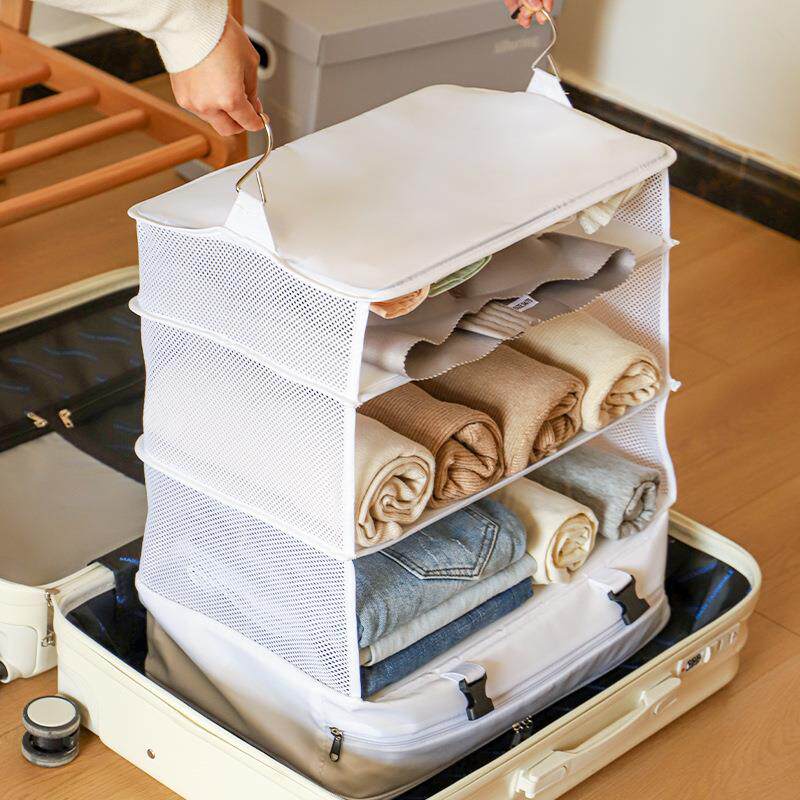 日途式悬挂三层壁橱服收纳整理衣袋折叠旅行压965缩包用多分隔储