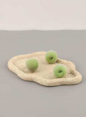 简约个黄性托i居ns风洞石云朵盘香薰首饰装饰客厅卧室玄关FBE家饰