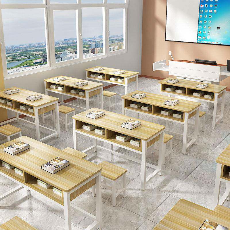 桌椅补课习培训小404饭家生教桌子双层双学生书桌桌整套写字桌学