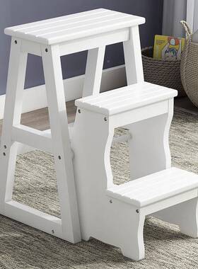 实QBX木梯加凳二步室家用折叠客厅内多功能登高梯子凳楼梯三椅加