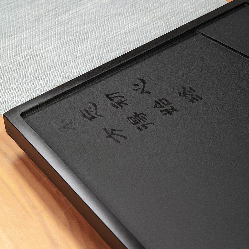 天然乌金石盘茶整块茶客厅奢轻大号茶台石头海排水简约黑金石初心