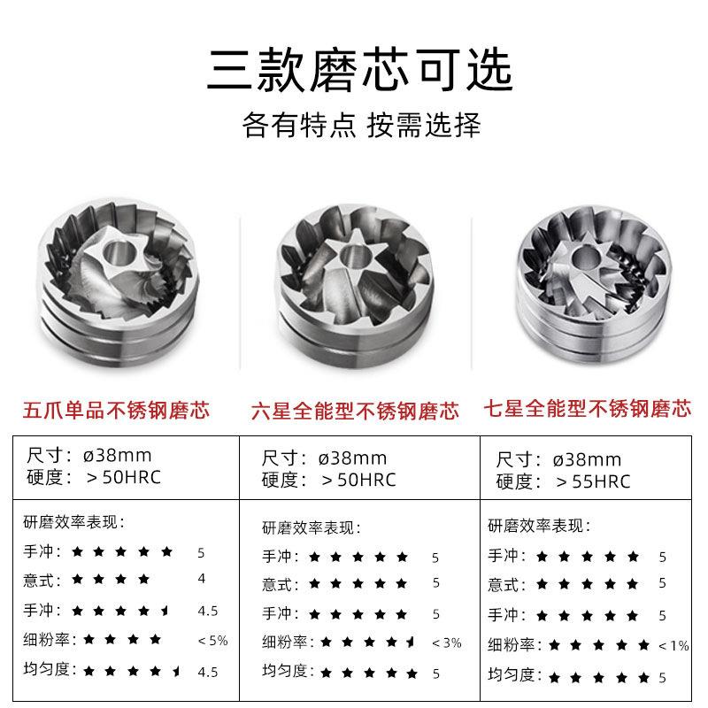 现器6星货7星5星/6星研磨手磨咖啡机手摇动磨豆机CNC钢磨芯咖啡磨