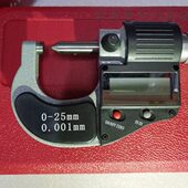 广陆单尖头电子数显外径千分尺0 75mm微米小头0.001