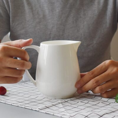 巨巨大奶罐奶缸咖啡奶杯引流杯餐厅商用轻奢浇汁纯白骨瓷奶盅包邮