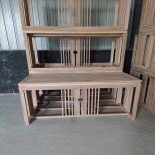 北老榆木白茬新中式茶桌茶台实木白胚白坯办公室简约茶道桌椅组合