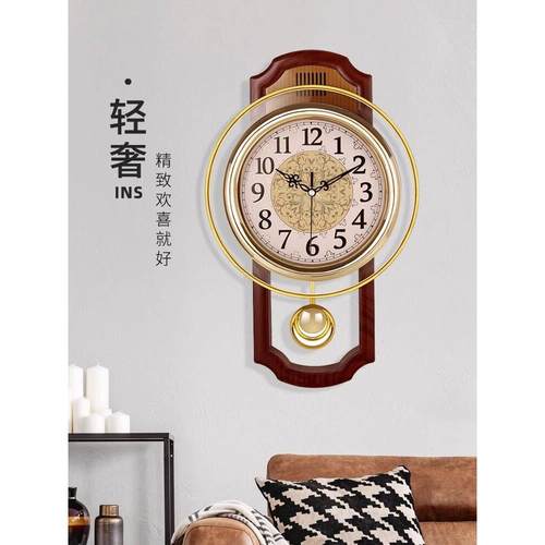 欧式覆古摇摆挂钟客厅简约时尚挂表卧室静音石英钟现代钟表