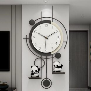 客厅挂件墙上装饰品创意钟表电视背景墙面挂饰格栅壁饰铁艺挂钟画