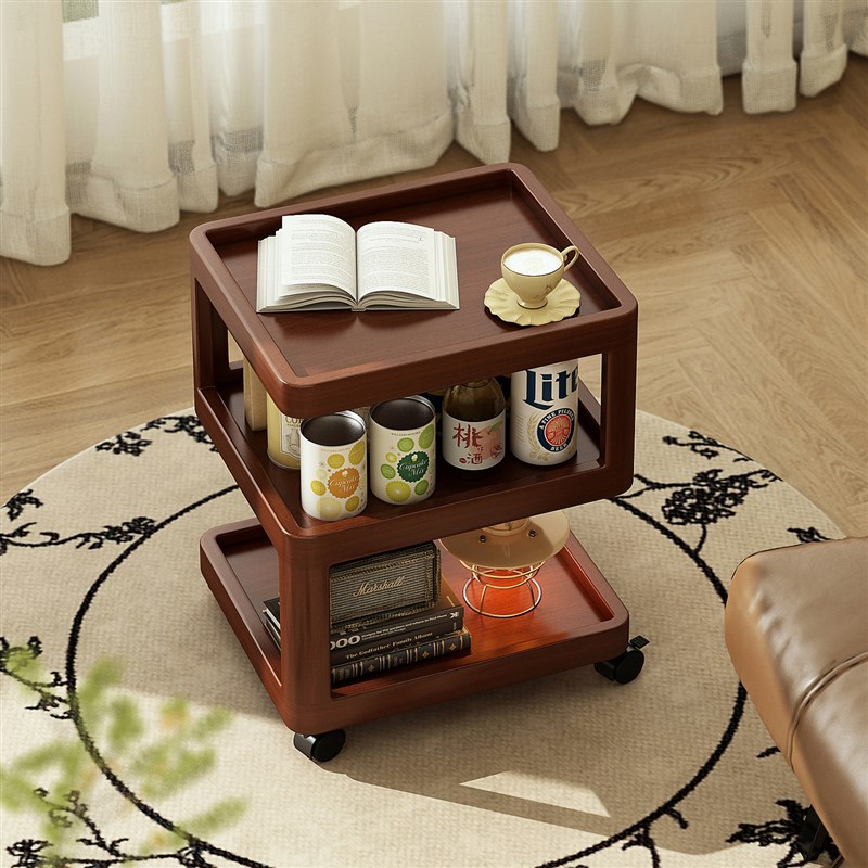 沙发边几可移动茶几卧室床头角几中古小推车桌P子置物架茶桌侧边