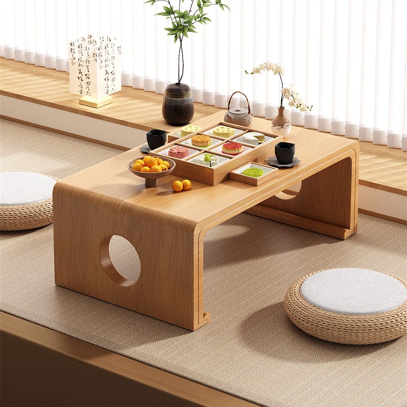 实木飘窗小桌子日式榻榻米茶桌家用炕桌窗台茶几卧W室矮桌子坐地