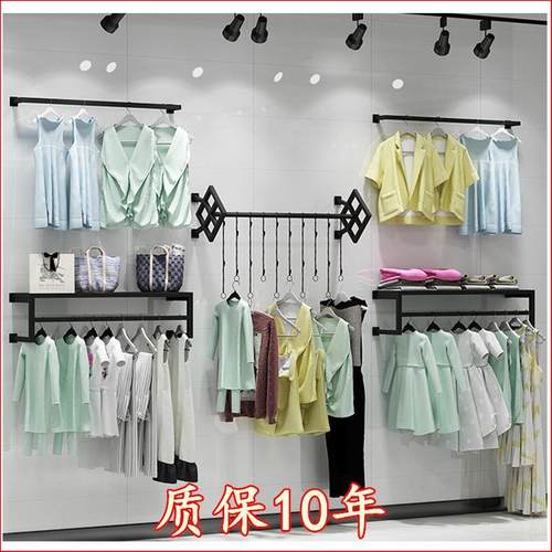 铁艺服装店衣架展示架上墙侧挂式男女童装货架壁挂衣服的架子墙上