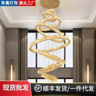 复式 楼大吊灯别墅高层跳空客厅水晶灯具现代简约楼梯间长吊灯海外