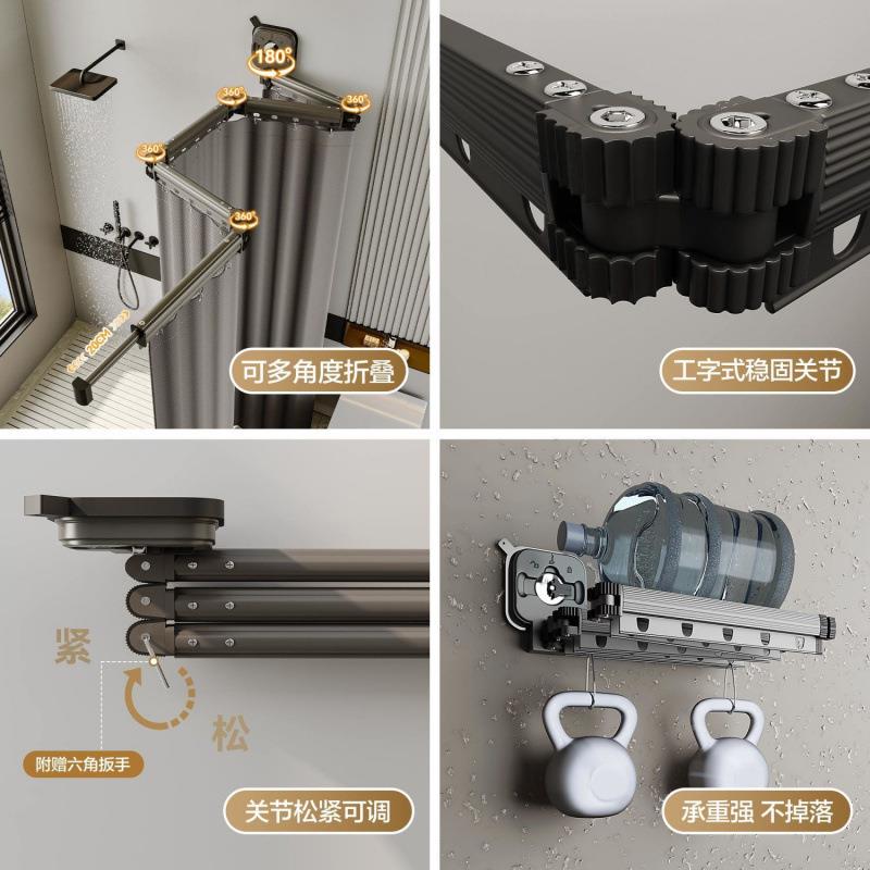 隔加厚洗隐形折叠浴帘杆家用速干澡断帘卫生间防水布other干分离