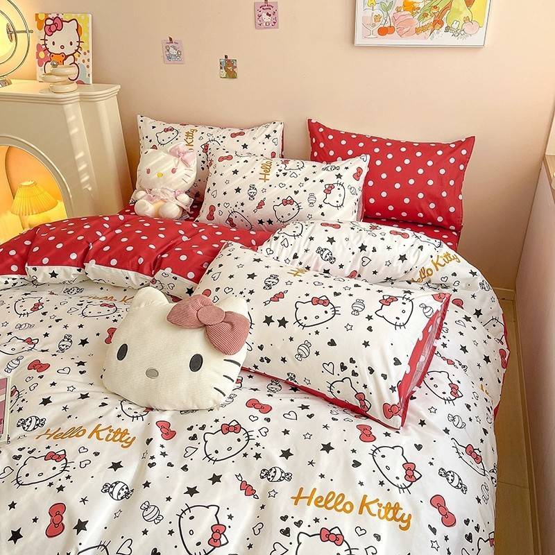 HelloKitty全棉四件套学生儿童可爱卡通凯蒂kt猫被套