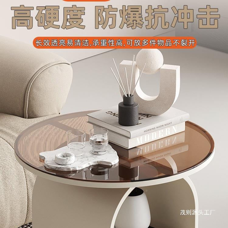 移动带B179-奶轮客厅沙几发边玻璃小茶几网简红易小圆桌小户型可