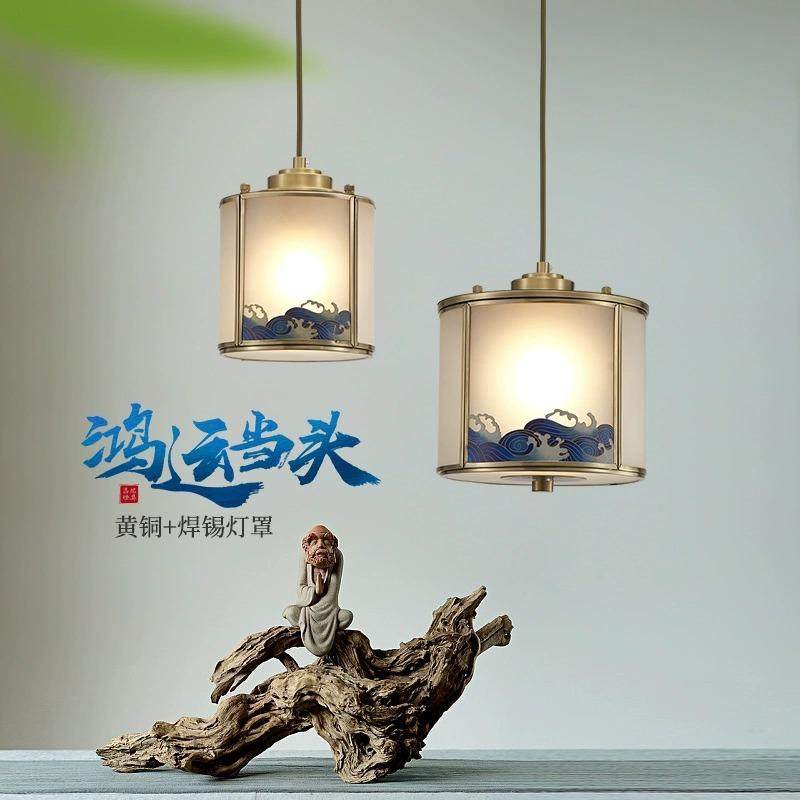 新中式全铜玄关小吊灯2025新款卧室床头焊锡吸顶过道灯旋转楼梯灯