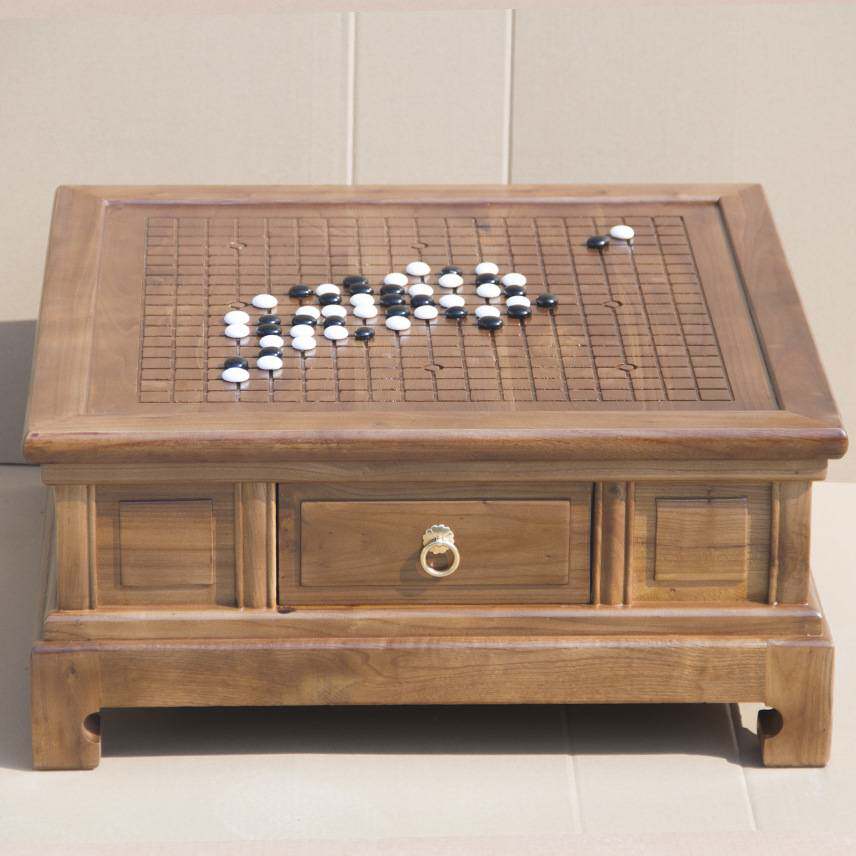 包邮老榆木全实木中国象棋桌家用桌棋盘桌可拆卸桌面双抽屉围棋桌