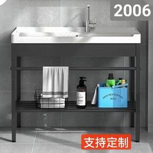 落地式不锈钢支架盆浴室柜组合陶瓷一体盆卫生间阳台洗手洗脸盆柜